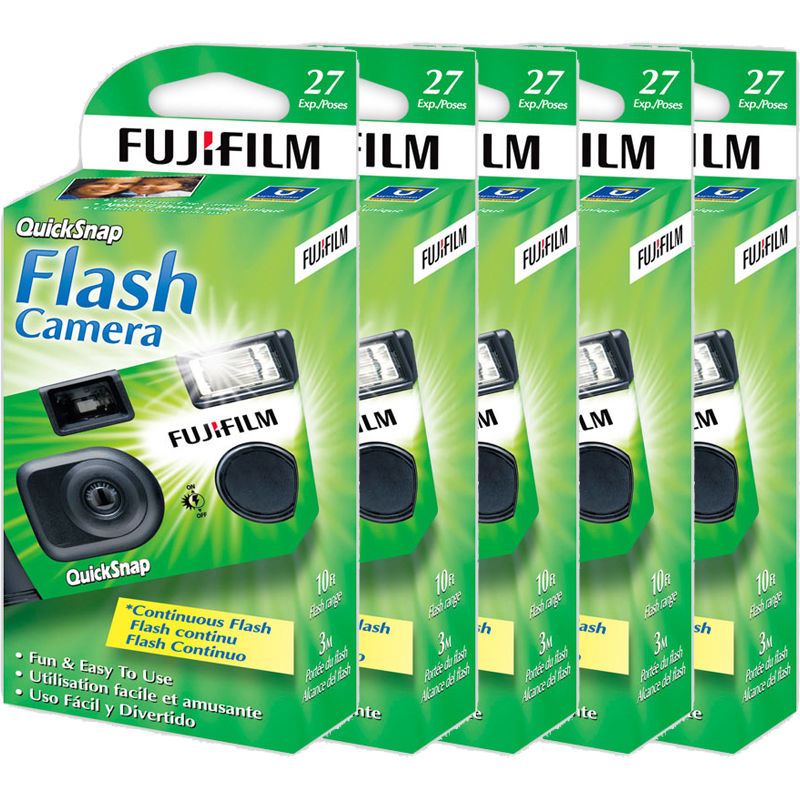 Fujifilm QuickSnap Flash 400 Single Use Disposable Camera, 5 Pack